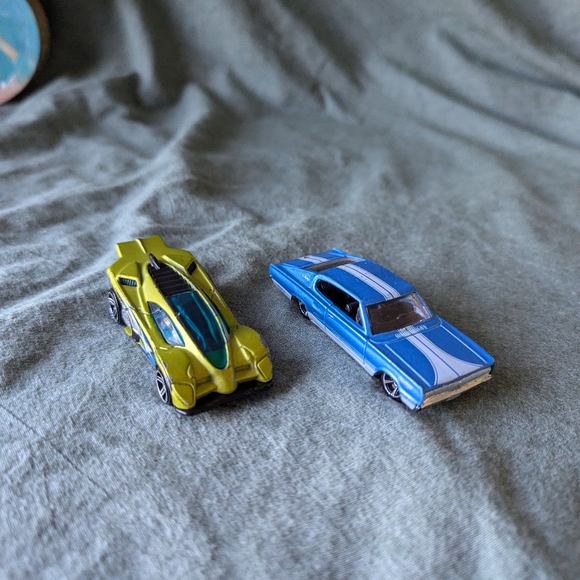 Hot Wheels Dodge Charger 87' Blue Side Drift 2001 Lime Green Car Set Mattel Toys - Picture 9 of 12